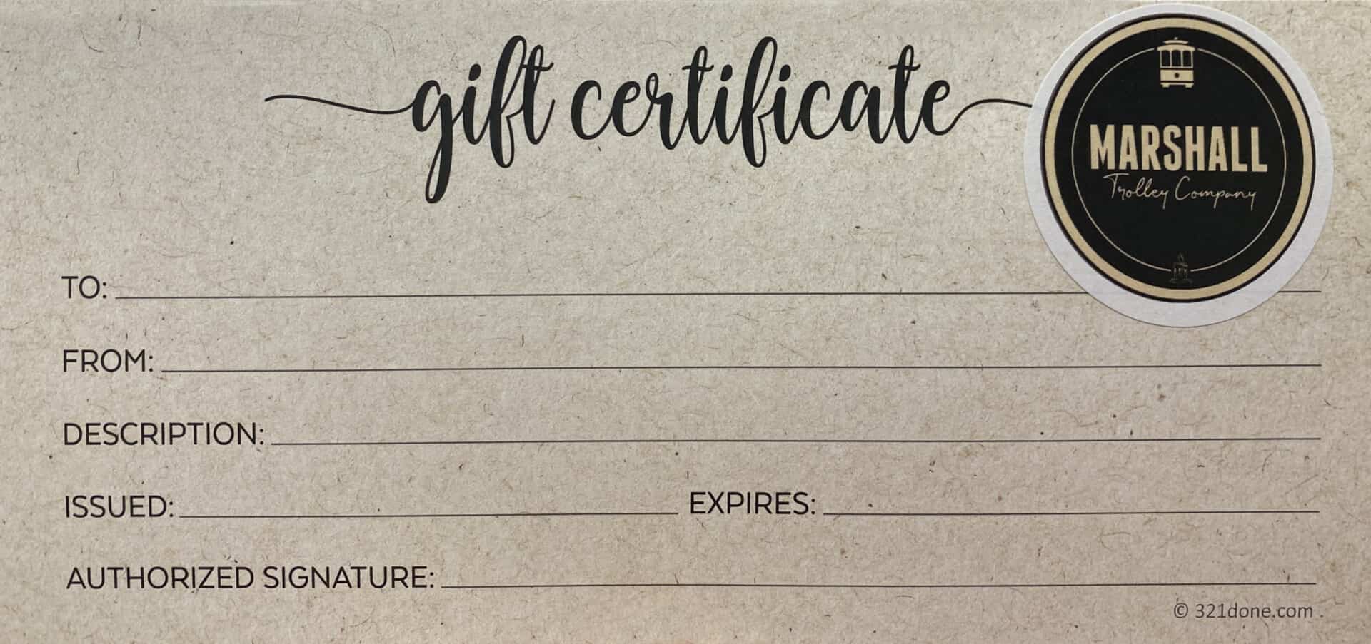 Trolley Gift Certificate photo